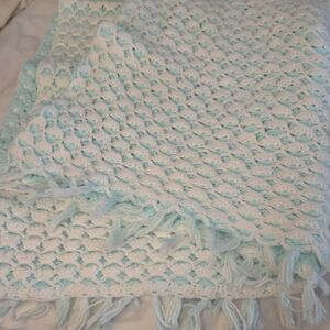 Baby Cozy Knit Throw Blanket - White and Green